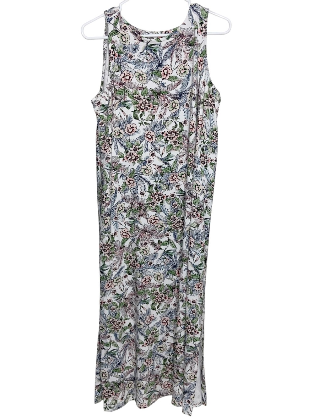 J. Jill Dress Womens Medium Petite Wearever Stretch Jersey Maxi Floral Tropical